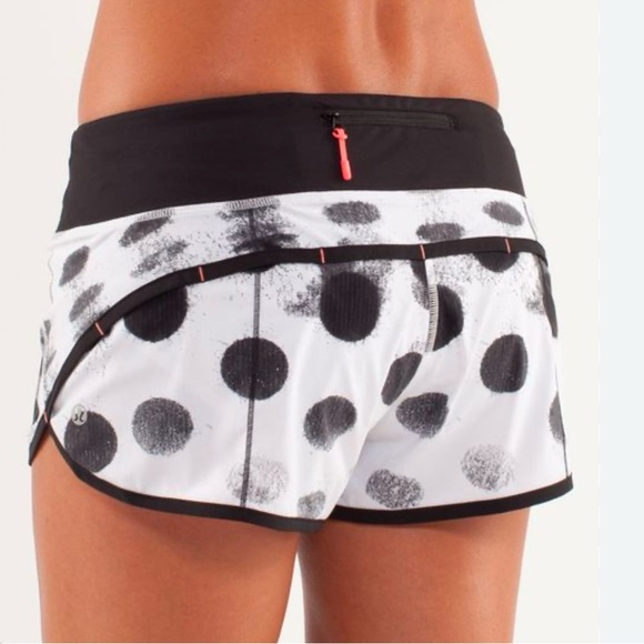 lululemon athletica Pants - Lululemon Run Speed Shorts Black and White Polka Dot Athletic Size 8